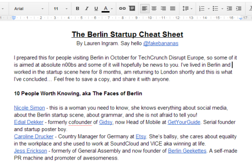 Berlin Startup Cheat Sheet